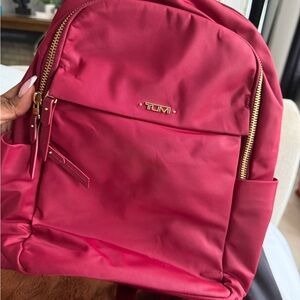 Tumi Burgundy Backpack with Gold Hardware